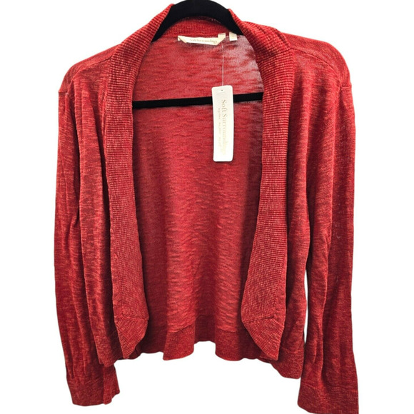 Soft Surroundings Cardigan Sweater Womens Large Orange Open Work Lightweight - Picture 5 of 8